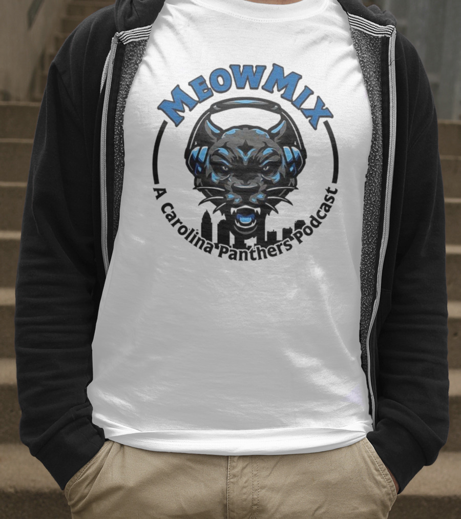 Meow MIX Carolina Panthers Podcast Panther Headphone Art T-Shirt