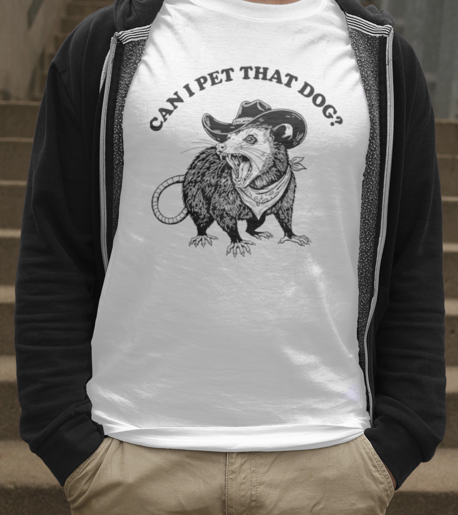 Can I Pet That Dog Opossum Cowboy Hat T-Shirt