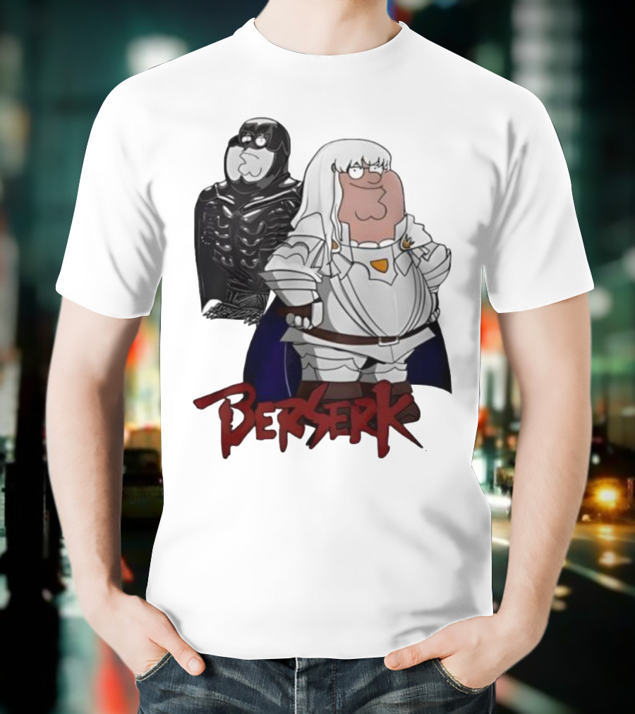 Peter Griffin Family Guy Berserk Crossover Meme Griffith Armor Guts Cosplay T-Shirt
