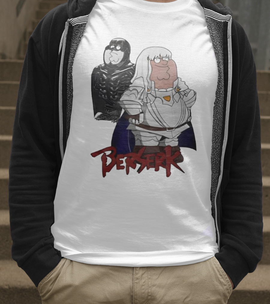 Peter Griffin Family Guy Berserk Crossover Meme Griffith Armor Guts Cosplay T-Shirt