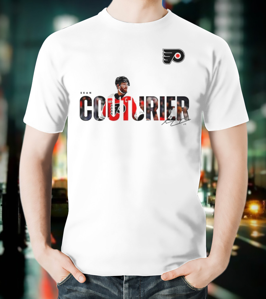 Sean Couturier Philadelphia Flyers Signature NHL C Captain T-Shirt