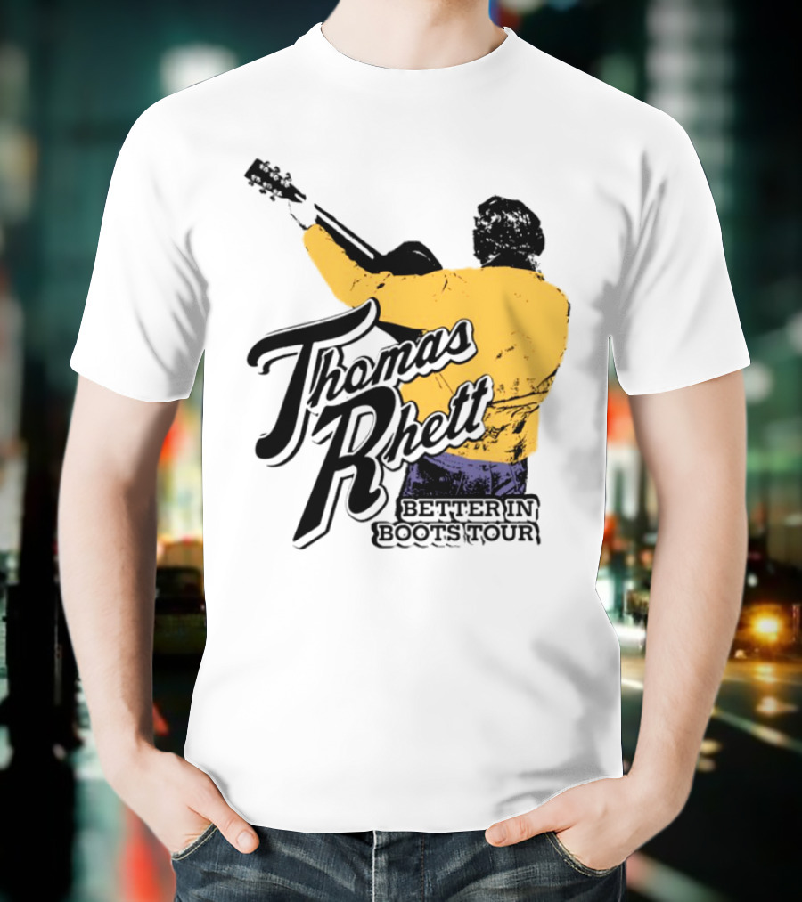 Thomas Rhett Better In Boots Retro Handgun Cowboy Boot Style T-Shirt