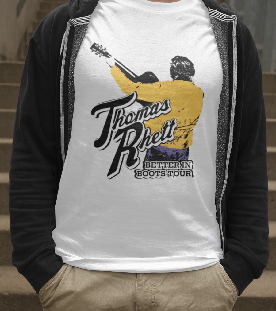 Thomas Rhett Better In Boots Retro Handgun Cowboy Boot Style T-Shirt