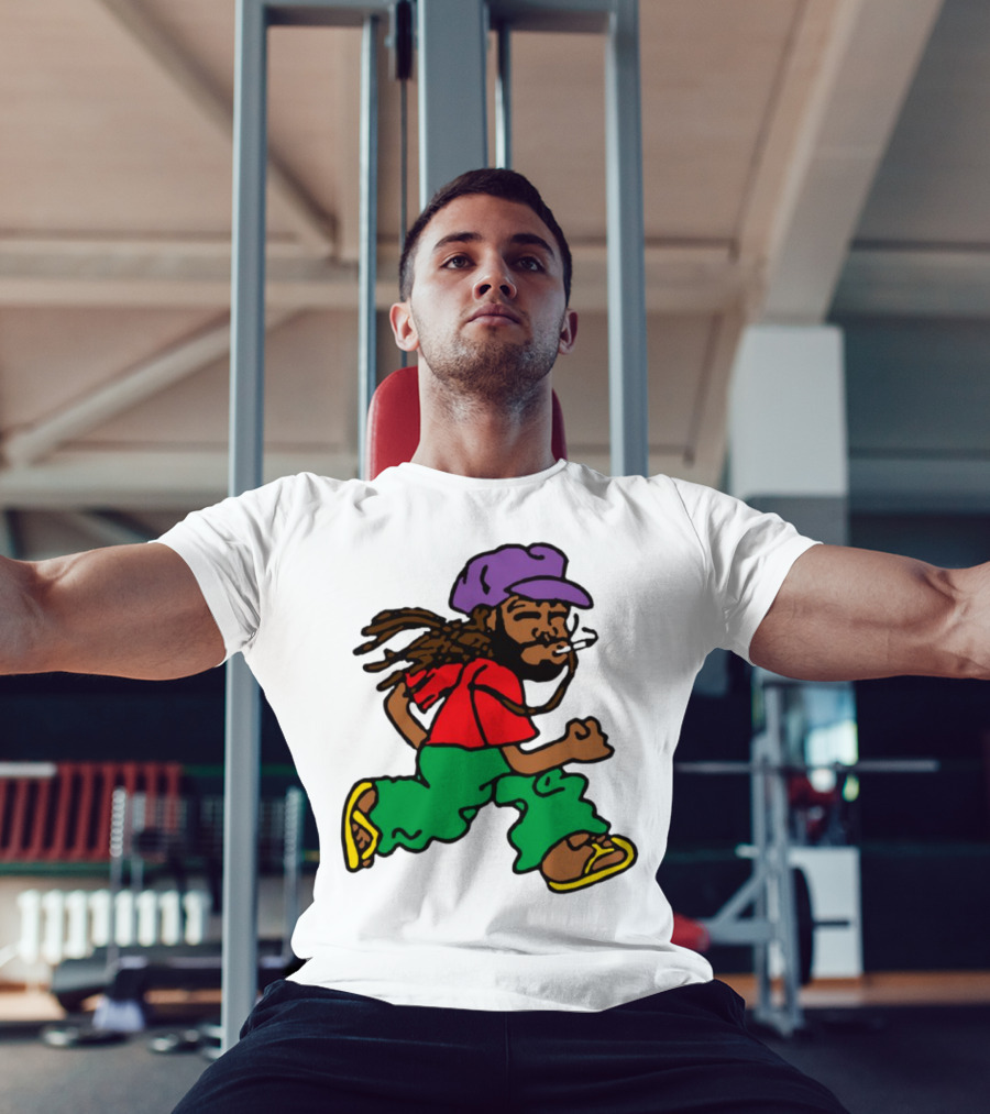 Amine Running Man Rastafarian Style Casual Character T-Shirt