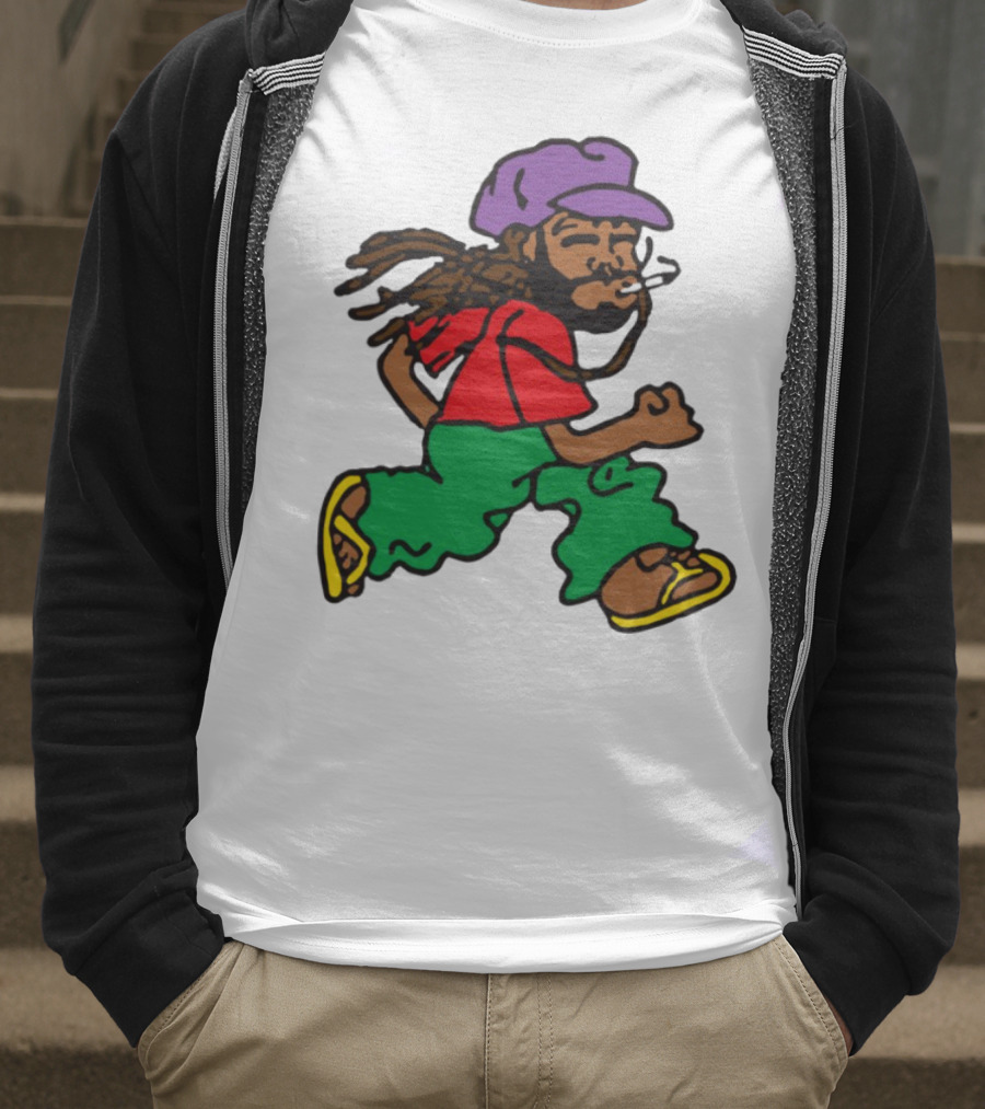 Amine Running Man Rastafarian Style Casual Character T-Shirt