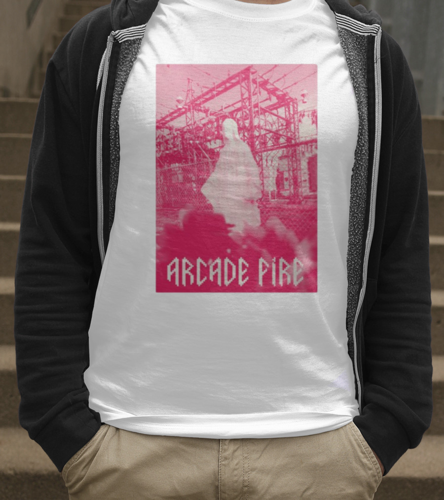 Arcade Fire Virgin Mary Statue Pink Power Station T-Shirt