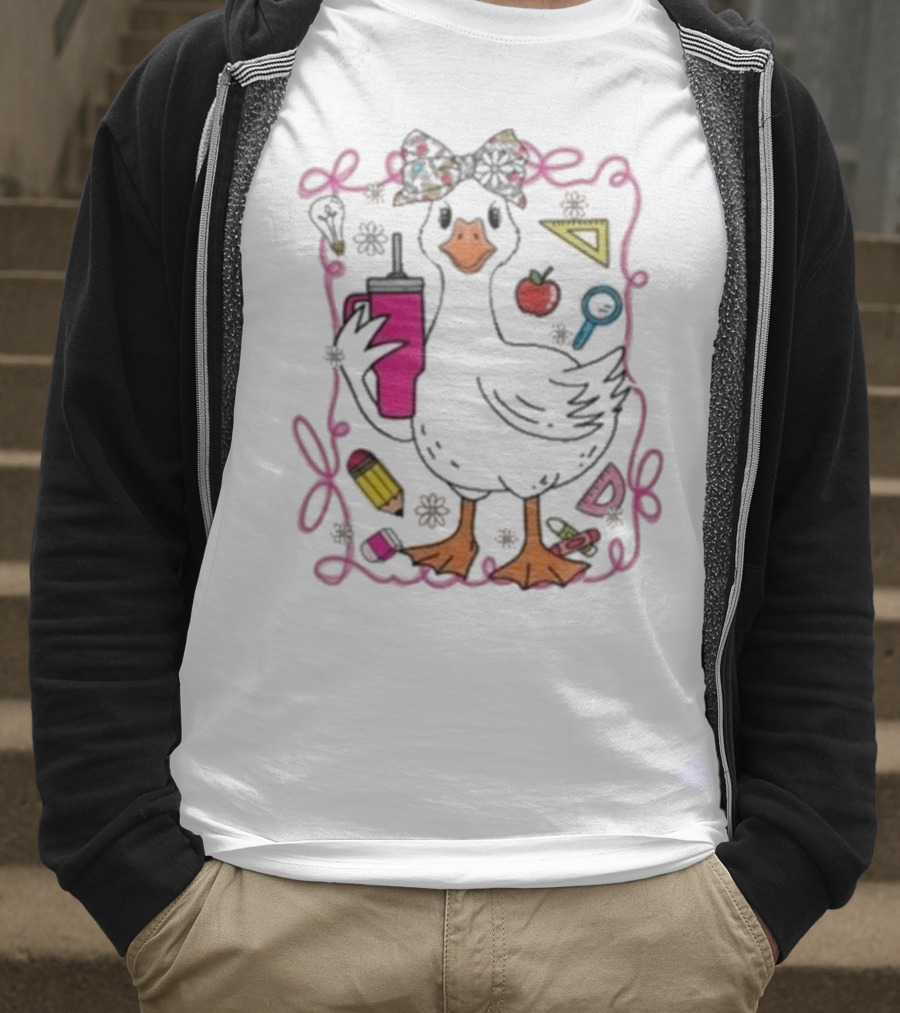 Brooke And Bear Back To School Goose Pencil Apple Ruler T-Shirt