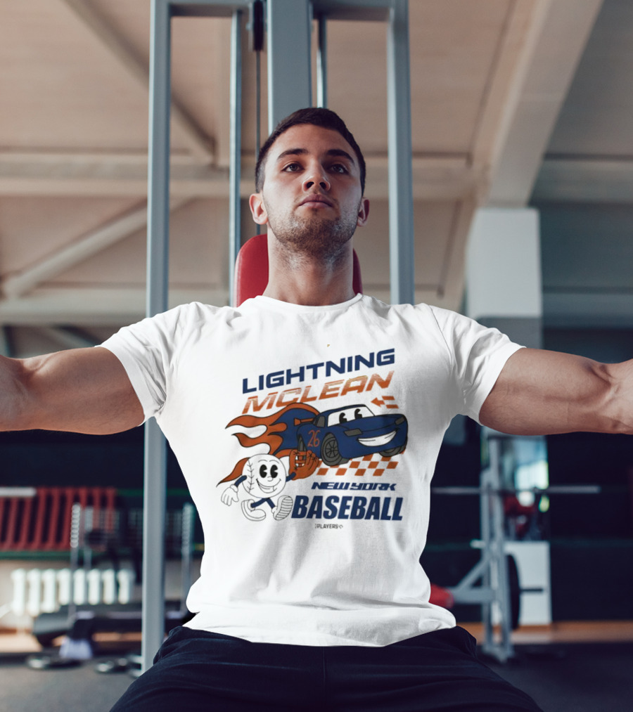 Lightning McLean New York Baseball 26 Cartoon Flame Racing T-Shirt
