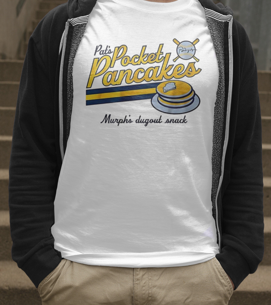 Pat’s Pocket Pancakes Murph’s Dugout Snack Pancake Stack Crossed Bats T-Shirt