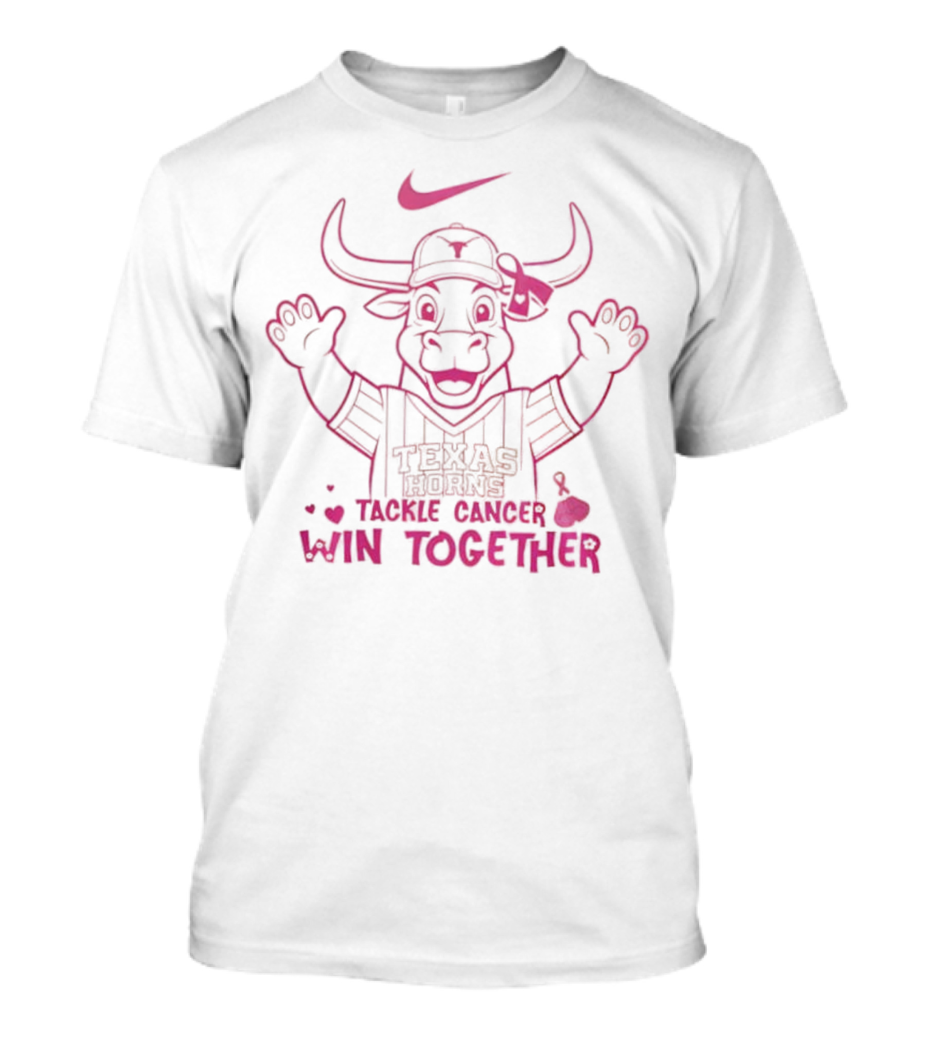 Texas Longhorns We Wear Pink October Tackle Cancer Win Together T-Shirt
