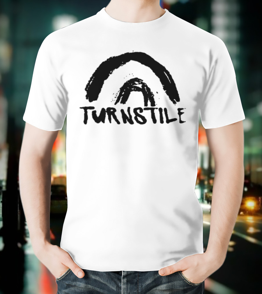 Turnstile Large Arial Double Rainbow Colorful Typography T-Shirt