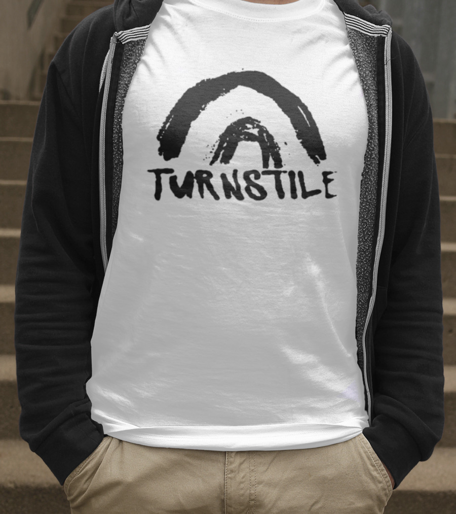Turnstile Large Arial Double Rainbow Colorful Typography T-Shirt