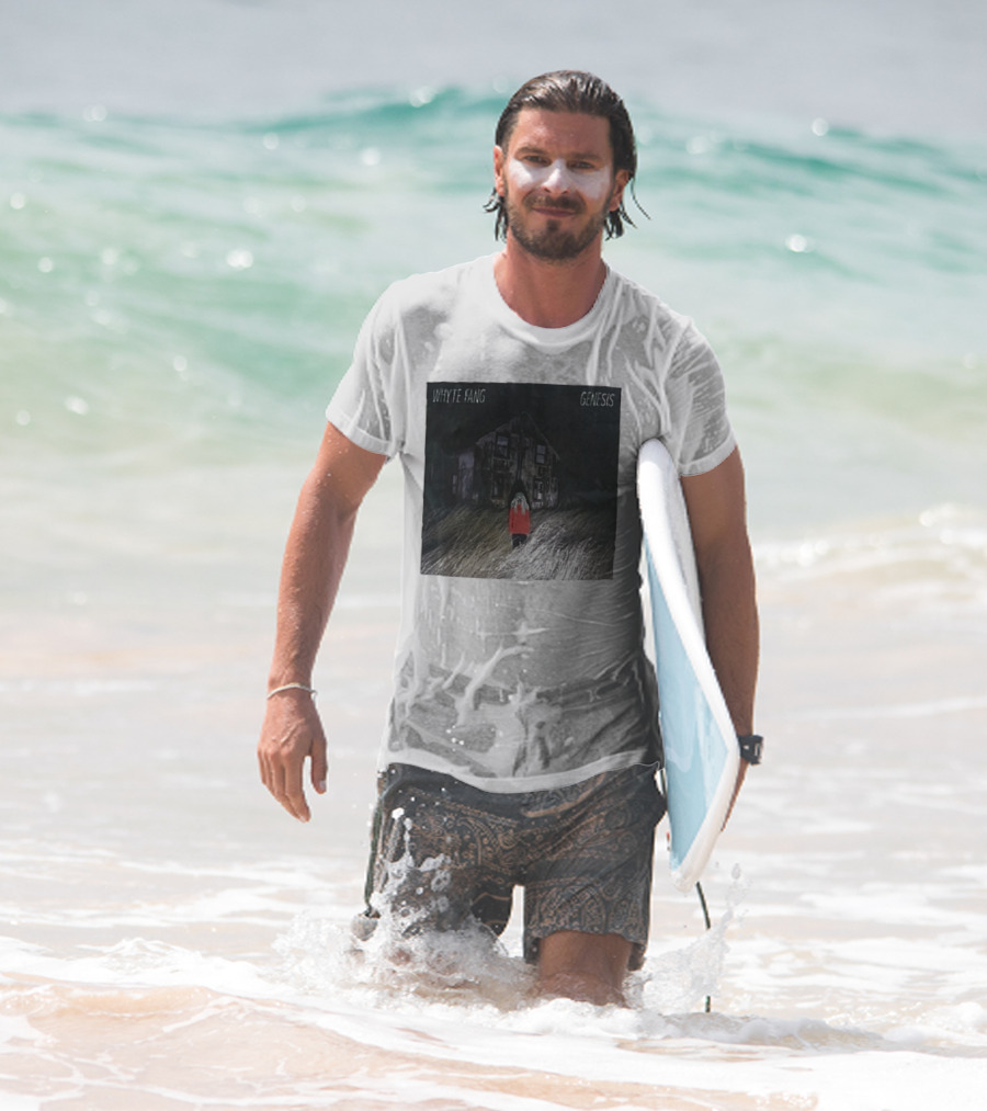 Whyte Fang Genesis Album Cover Creepy House And Figure In Red Jacket T-Shirt