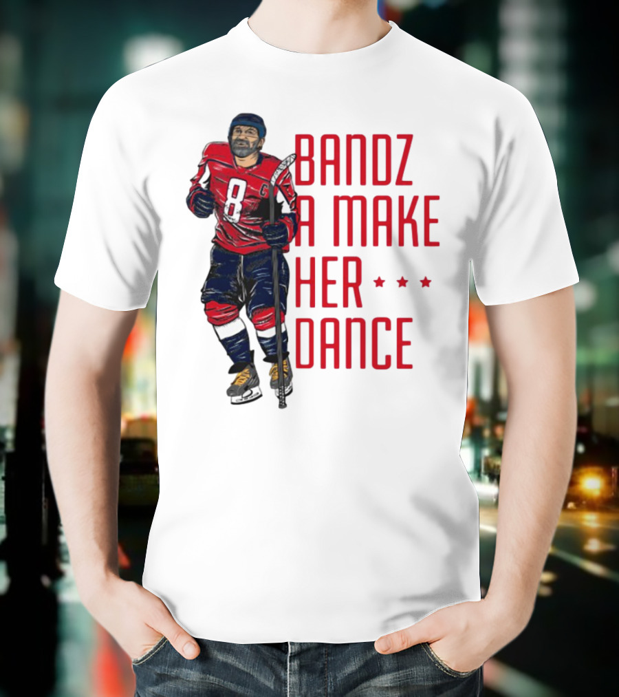 Bandz 8 A Make Her Dance Hockey Player Red Uniform T-Shirt