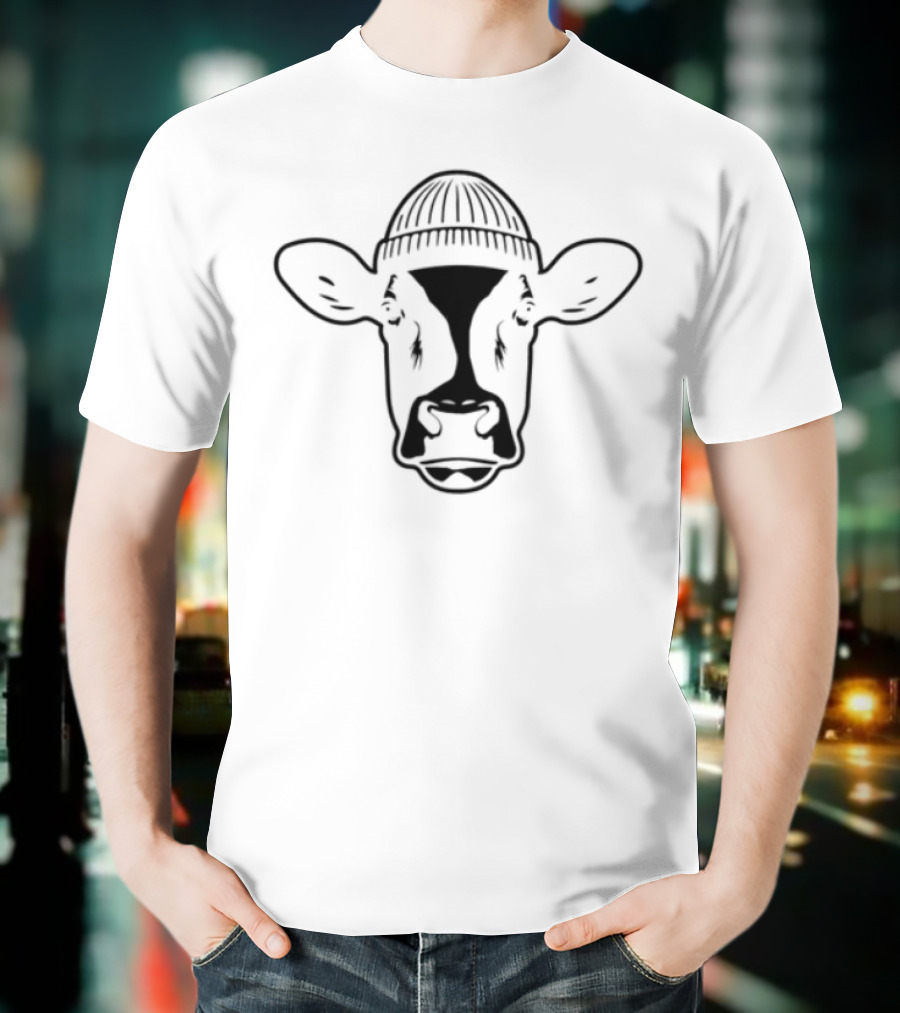 Elias Filmz Bruce Your Friendly Cow In Knitted Hat T-Shirt