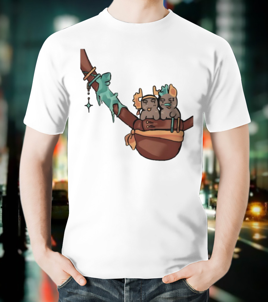 Coilpunk Steamcoil Phighting Cute Duo In Bag With Antlers And Spear T-Shirt