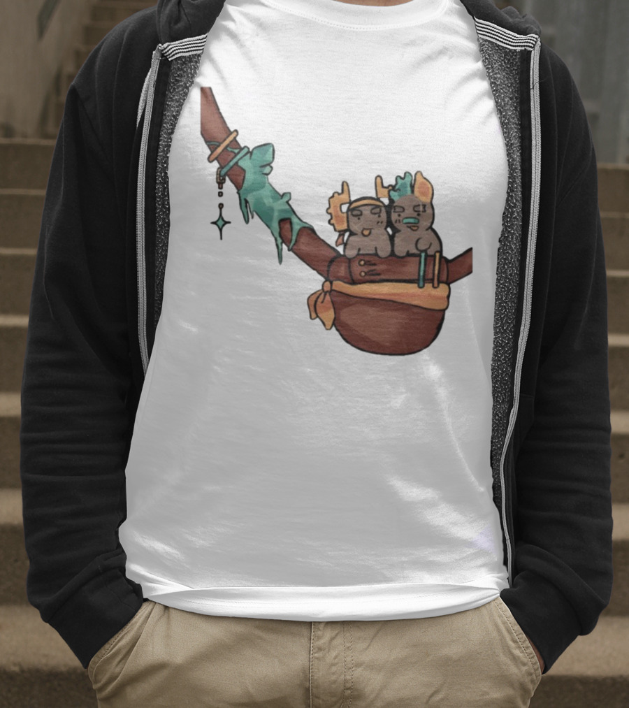 Coilpunk Steamcoil Phighting Cute Duo In Bag With Antlers And Spear T-Shirt