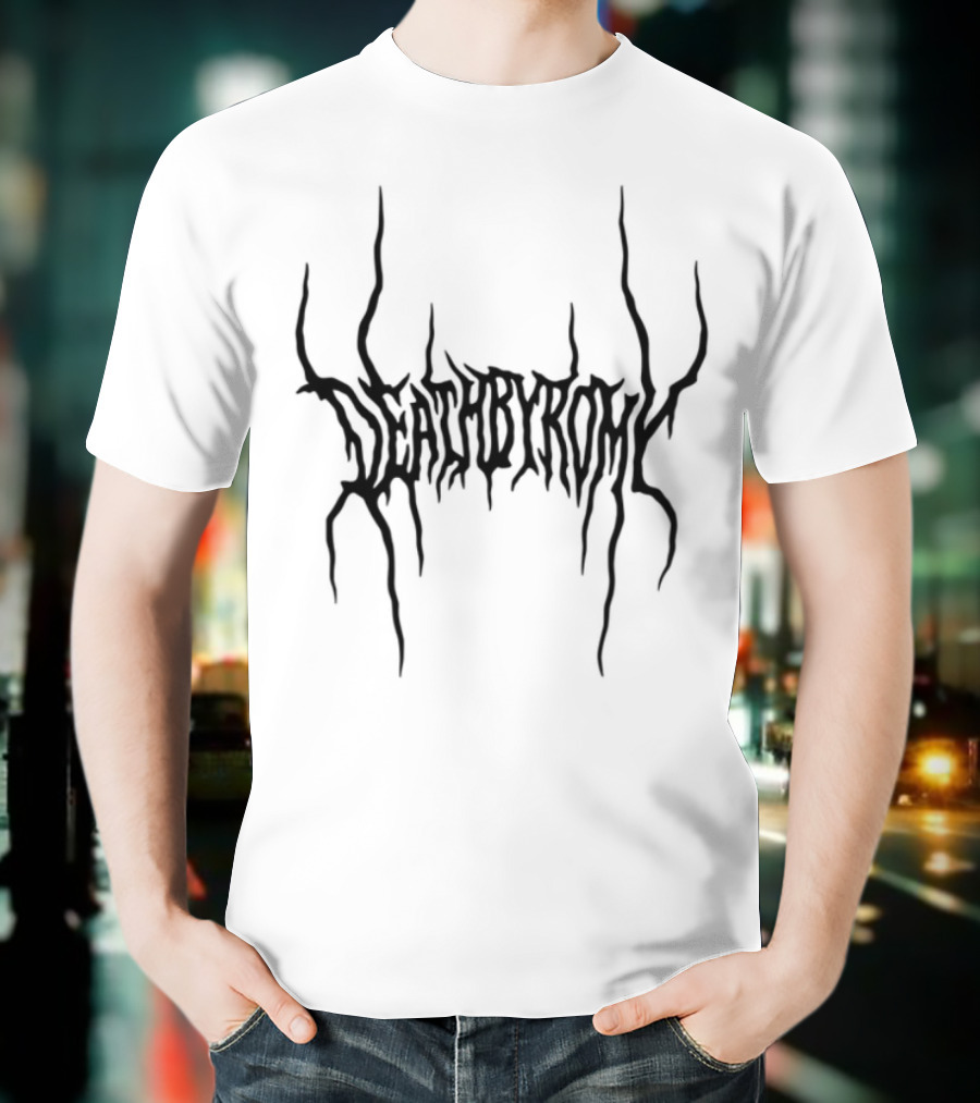 Deathbyromy Distorted Text Emblem Design T-Shirt