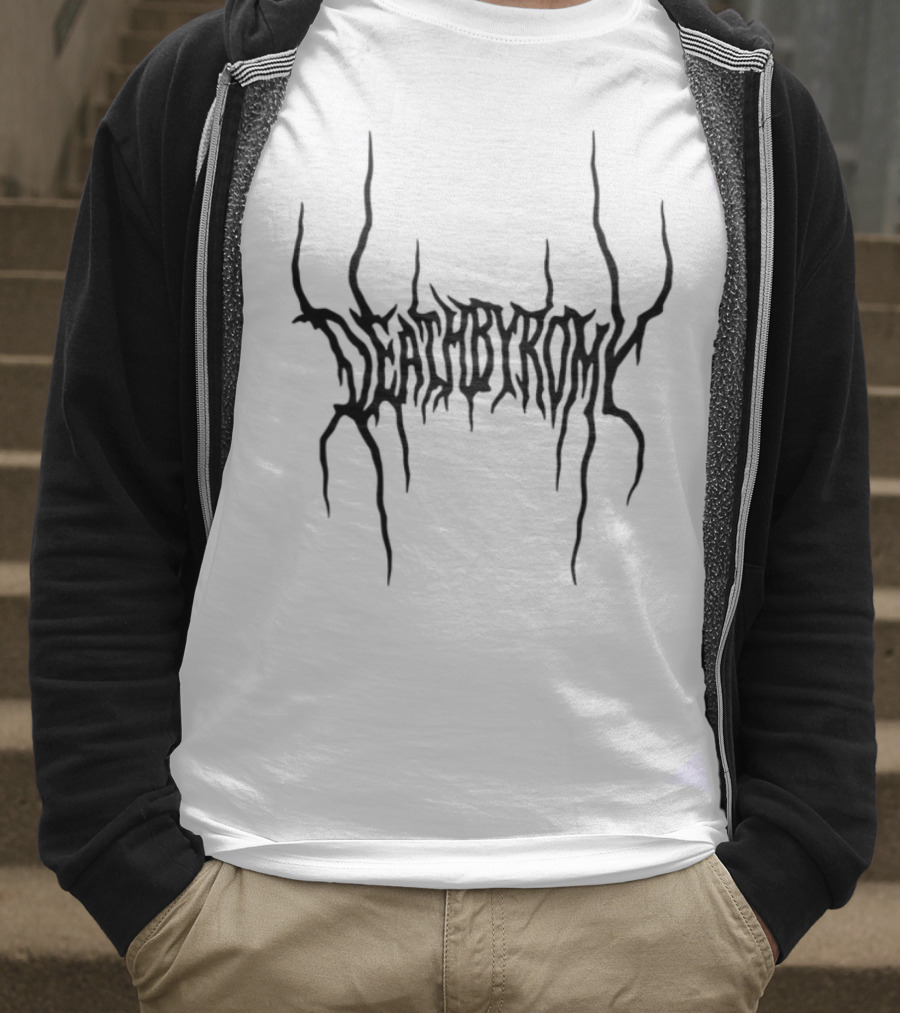 Deathbyromy Distorted Text Emblem Design T-Shirt