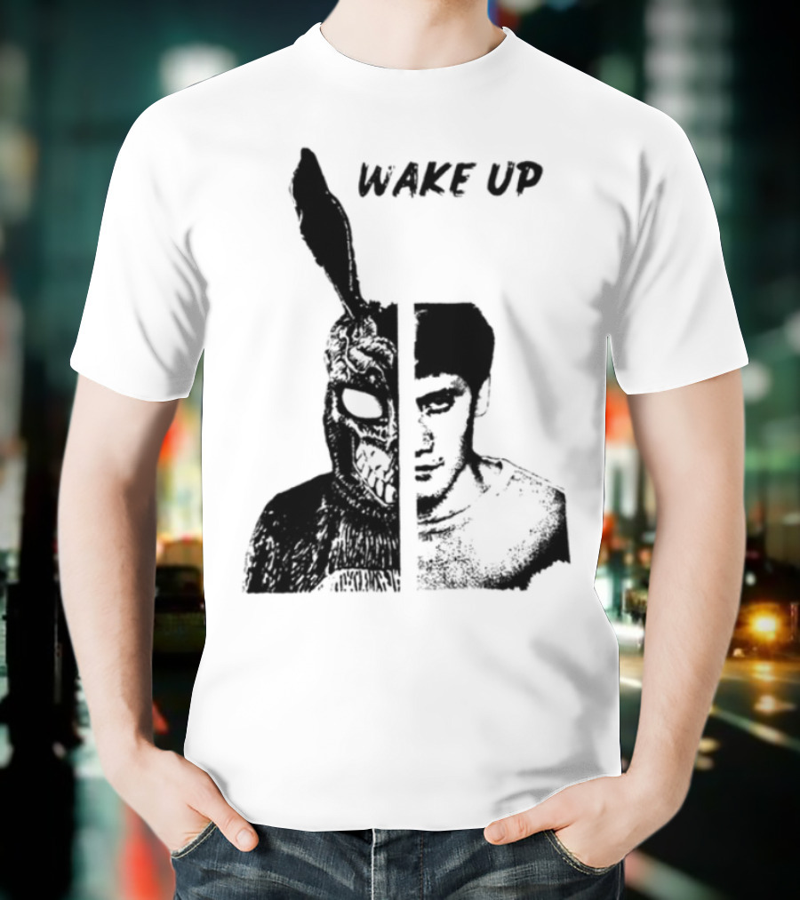 Donnie Darko Wake Up Split Face Frank And Donnie Portrait T-Shirt