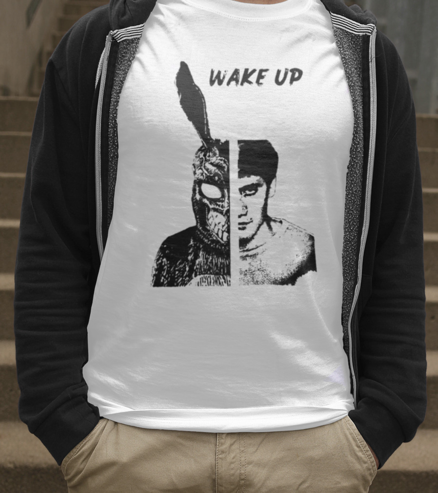 Donnie Darko Wake Up Split Face Frank And Donnie Portrait T-Shirt