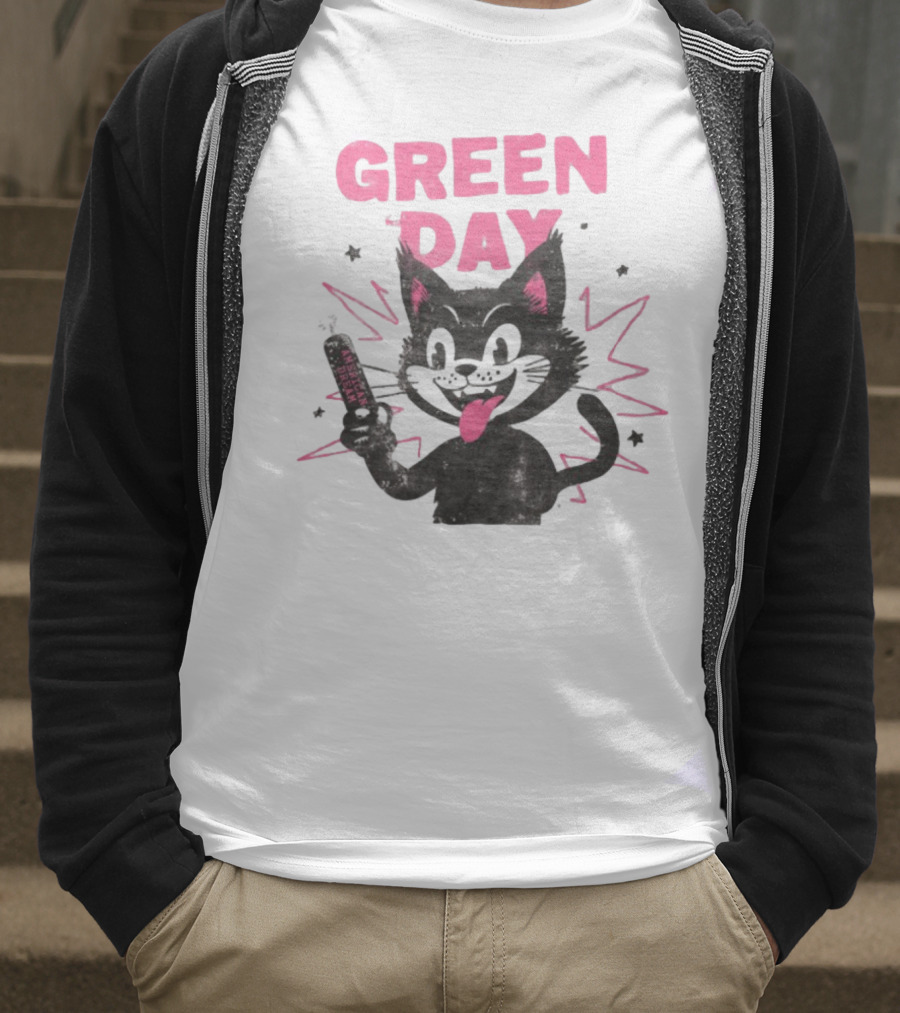 Green Day Dynamite Cartoon Cat Explosion T-Shirt