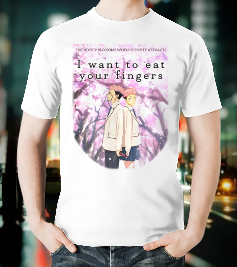 Friendship Blossoms When Opposites Attract I Want To Eat Your Fingers Anime Scene T-Shirt
