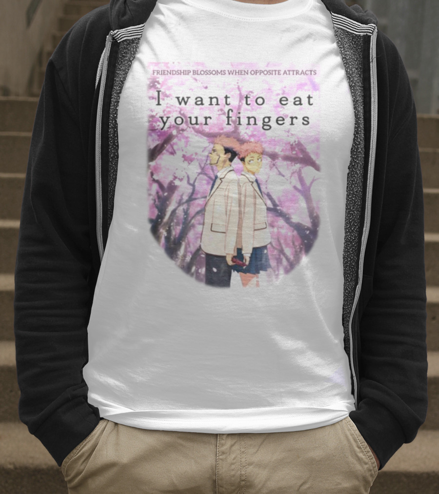 Friendship Blossoms When Opposites Attract I Want To Eat Your Fingers Anime Scene T-Shirt