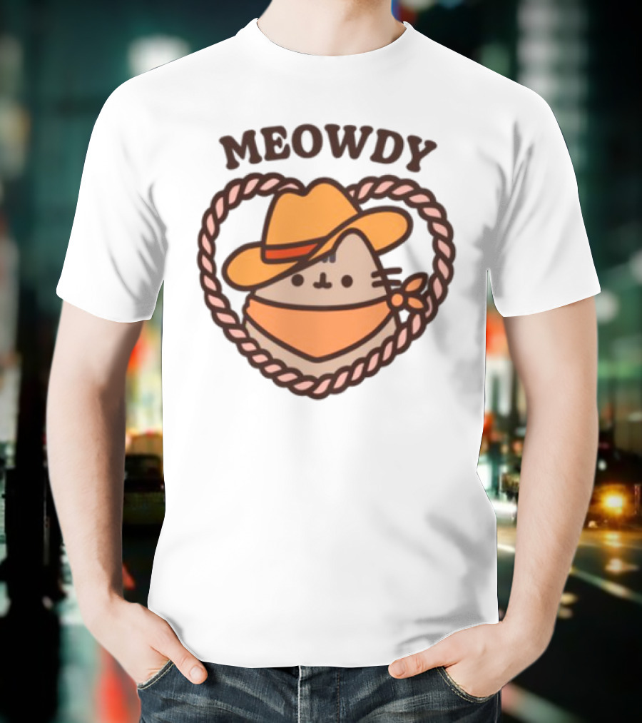 Meowdy Cowboy Pusheen With Hat And Bandana T-Shirt
