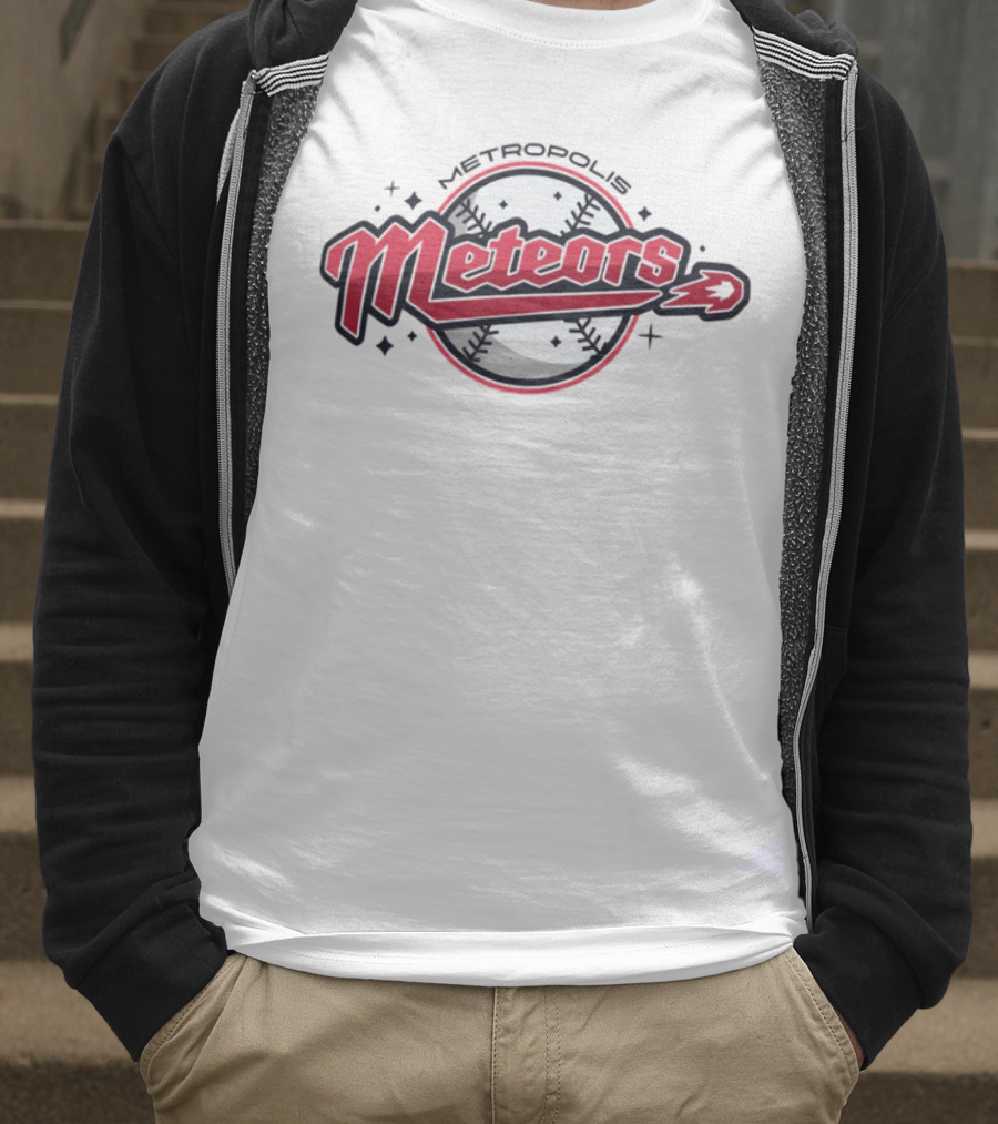 Metropolis Meteors Baseball Team Emblem Logo T-Shirt