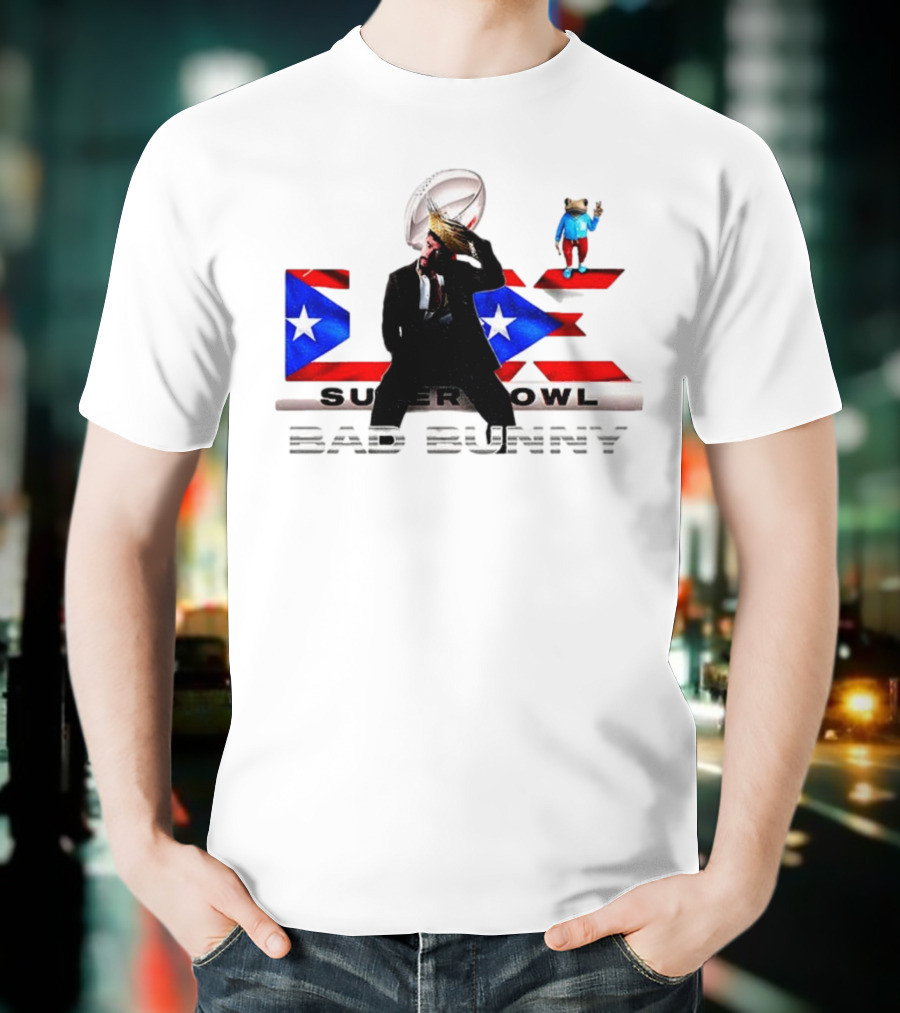 Bad Bunny Super Bowl Halftime 2026 Puerto Rico Flag Iconic Performance T-Shirt