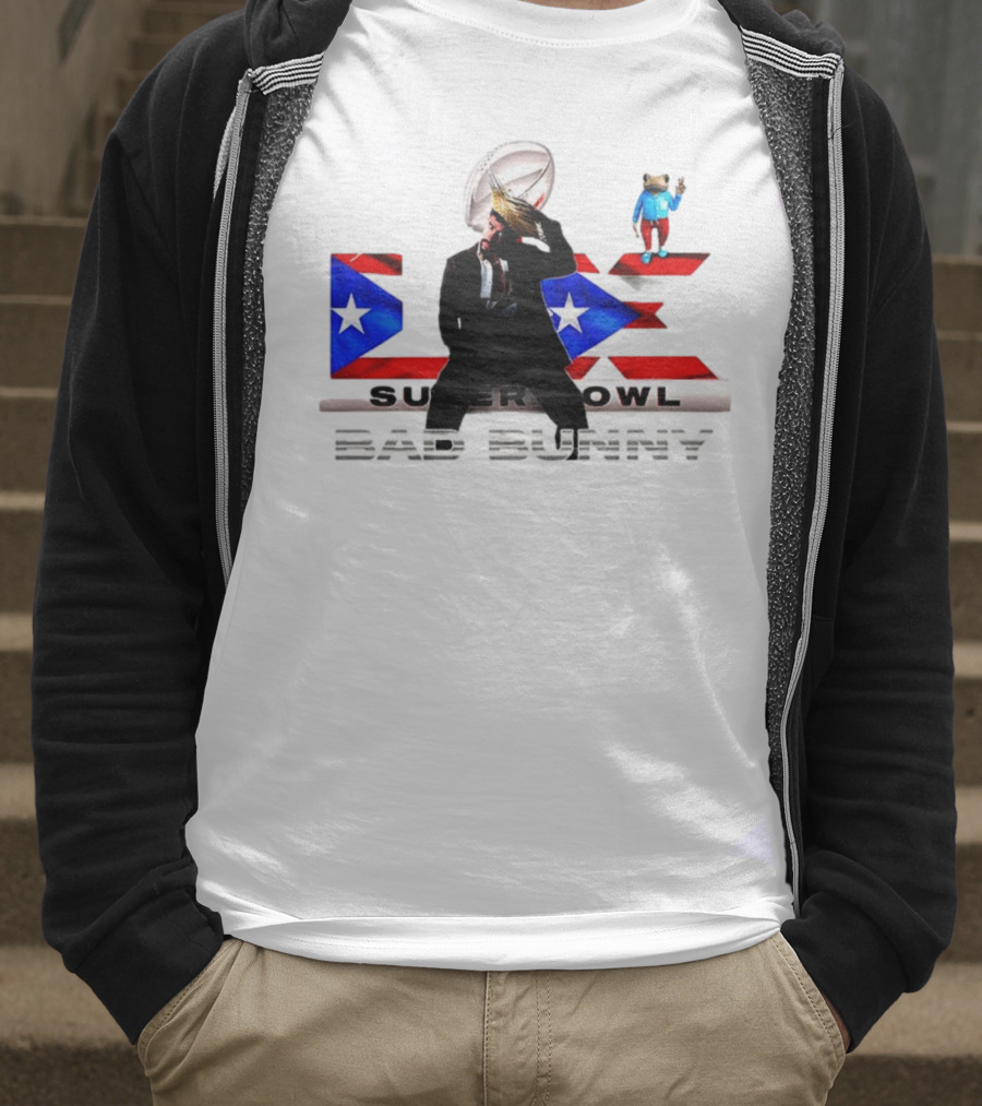Bad Bunny Super Bowl Halftime 2026 Puerto Rico Flag Iconic Performance T-Shirt