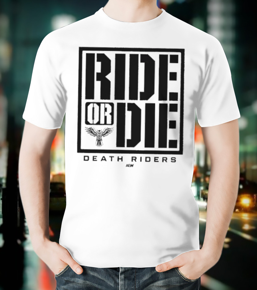 Death Riders Ride Or Die Skeleton Biker Gang AEW T-Shirt