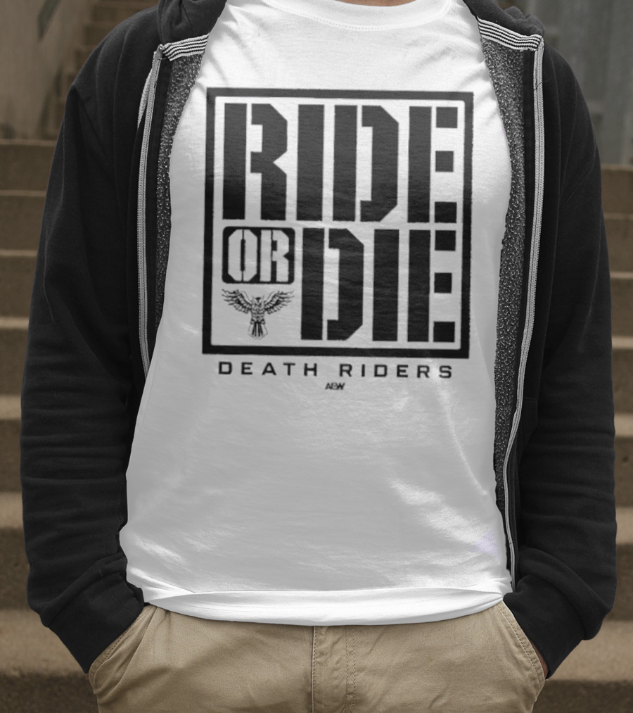Death Riders Ride Or Die Skeleton Biker Gang AEW T-Shirt