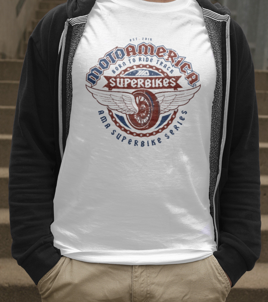 MotoAmerica Born To Ride Track AMA Superbikes Series Est 2015 Wings T-Shirt