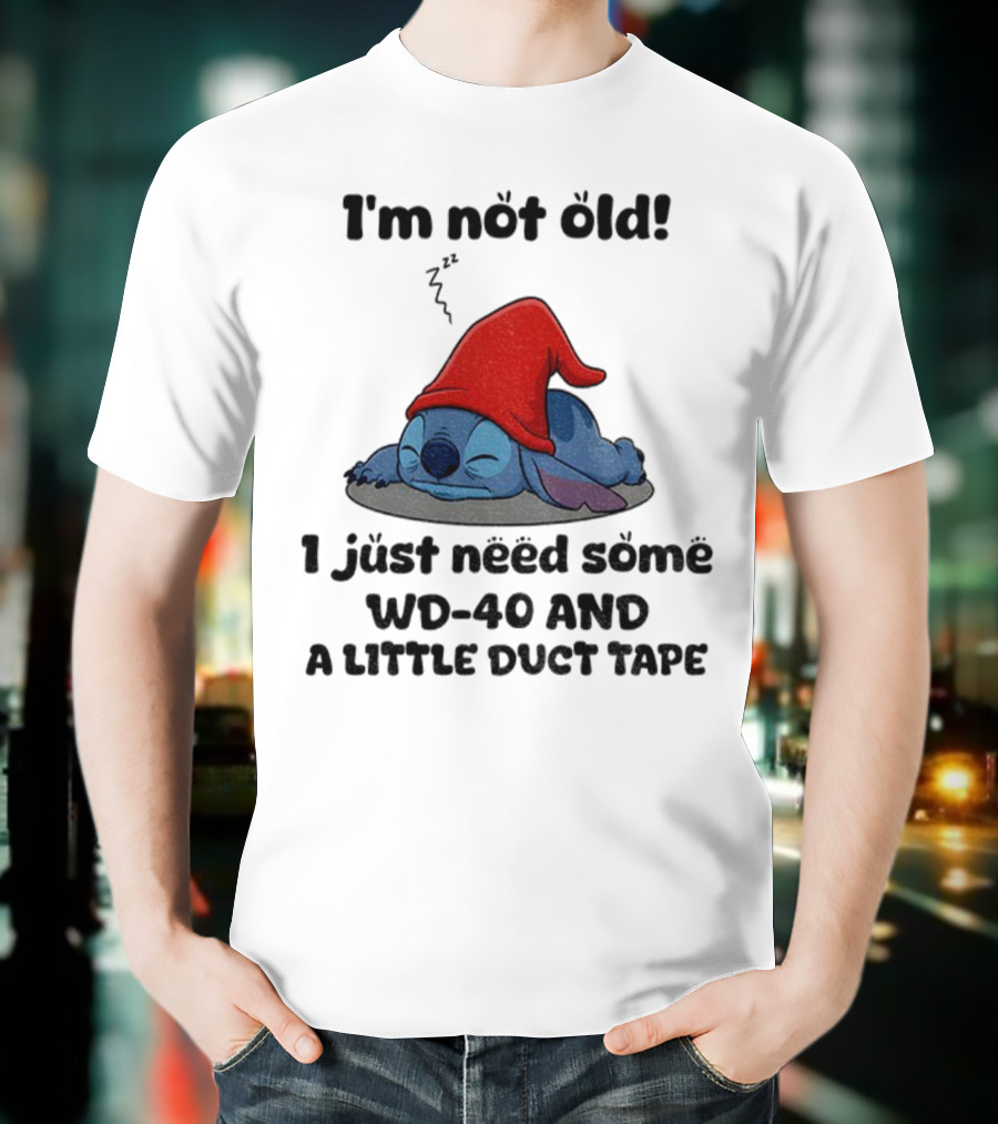 Stitch Sleepy Time WD-40 Duct Tape Humor T-Shirt