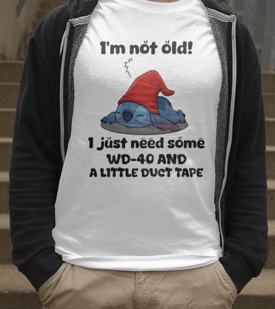 Stitch Sleepy Time WD-40 Duct Tape Humor T-Shirt