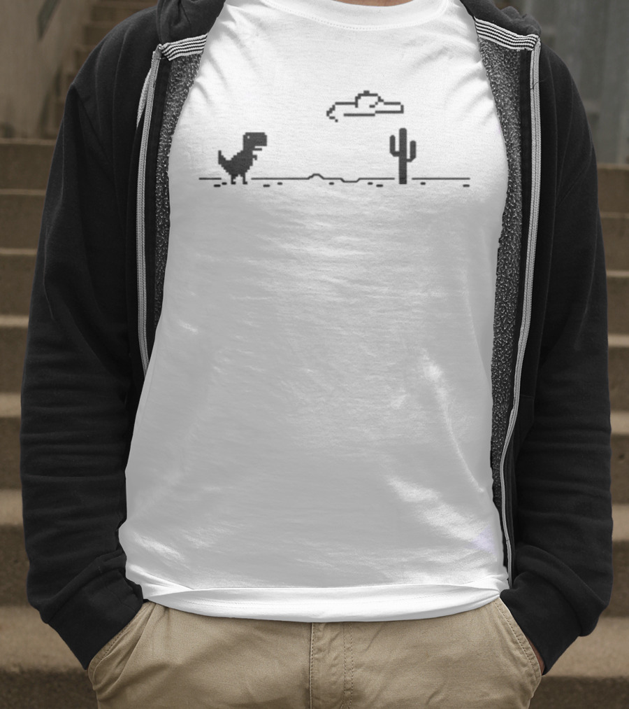 Offline Dinosaur Rex Cactus Game T-Shirt