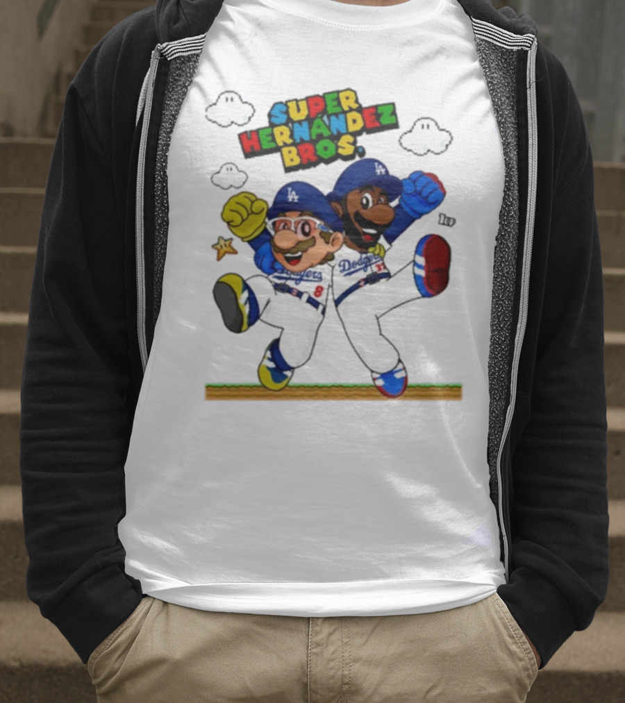 Super Hernández Bros Teoscar Kiké Let’s Go Dodgers Mario X Los Angeles Dodgers T-Shirt