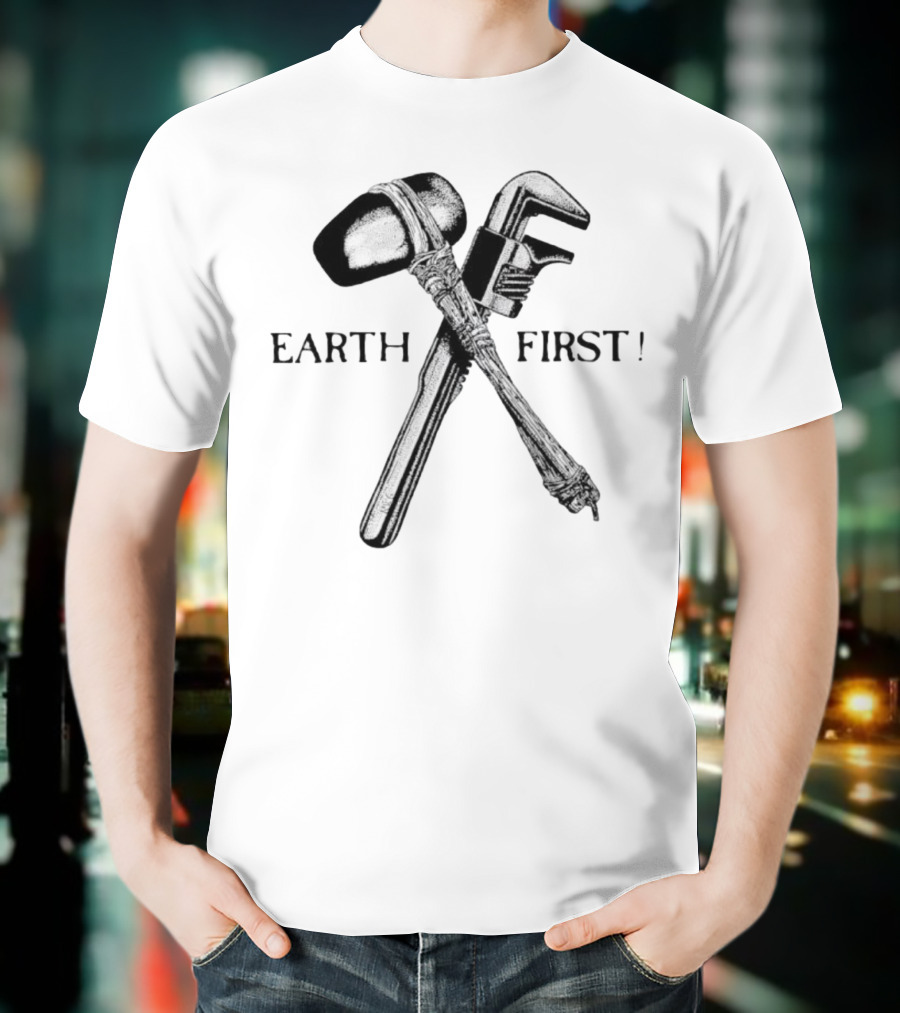 Earth First Hammer And Wrench Emblem T-Shirt