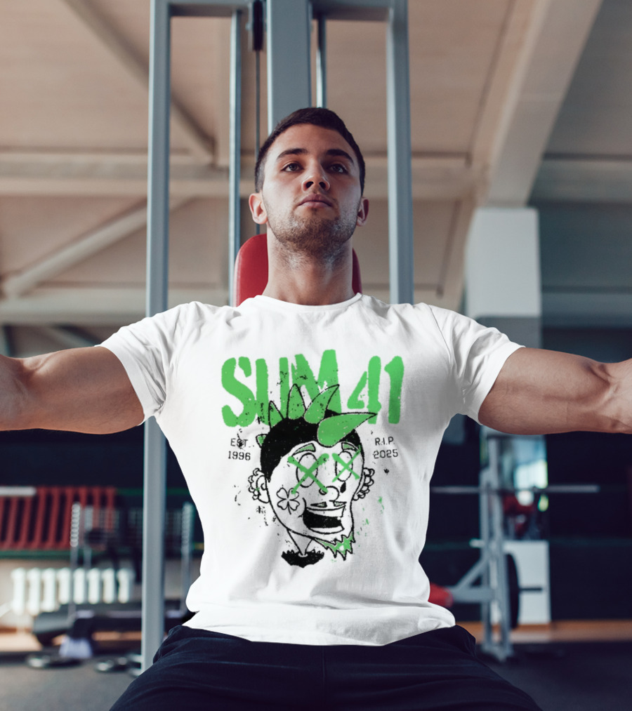 Sum41 St Patrick's Day Punk Skull Green Spikes T-Shirt