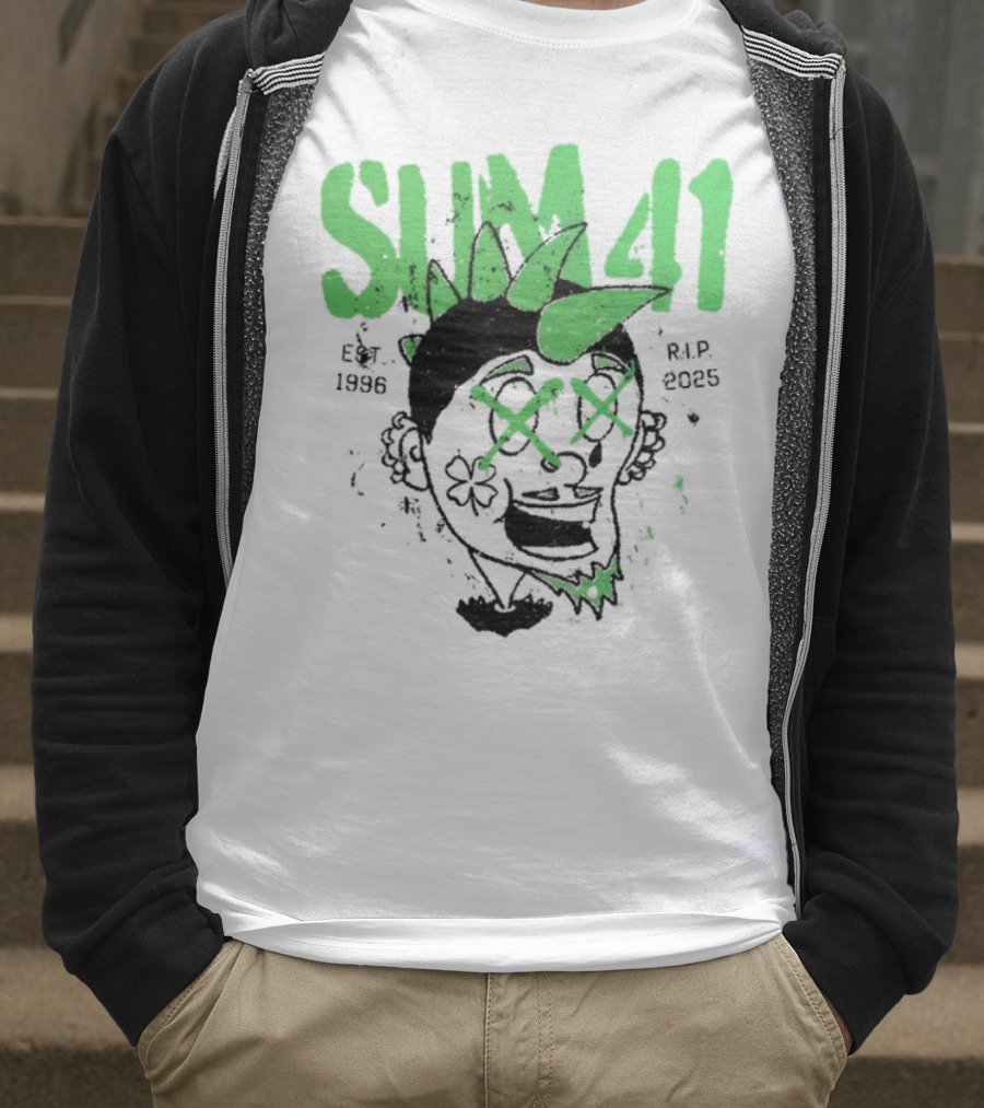 Sum41 St Patrick's Day Punk Skull Green Spikes T-Shirt
