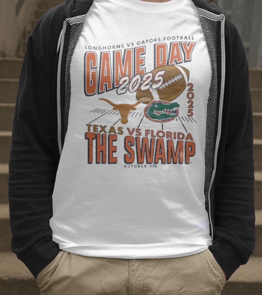 Longhorns Vs Gators Football Game Day 2025 Texas Vs Florida The Swamp October 4th T-Shirt