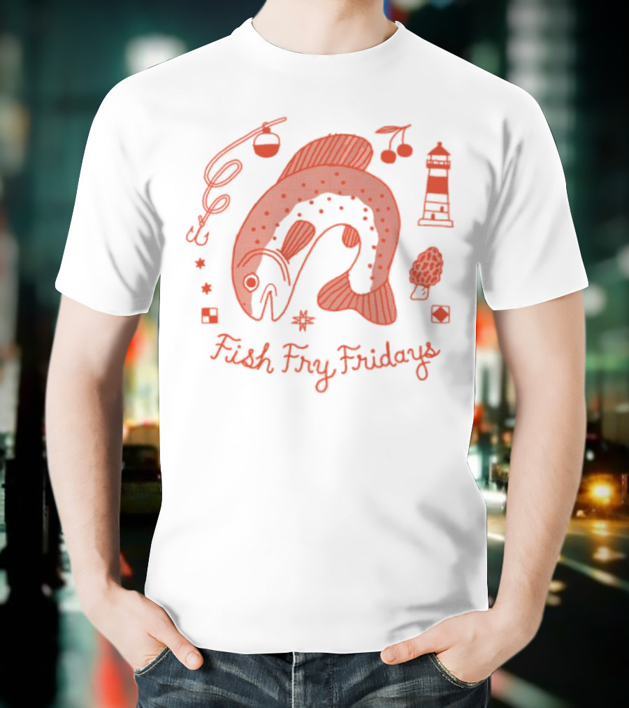 Jamie Green Fish Fry Fridays Lighthouse Fish Music Icons T-Shirt