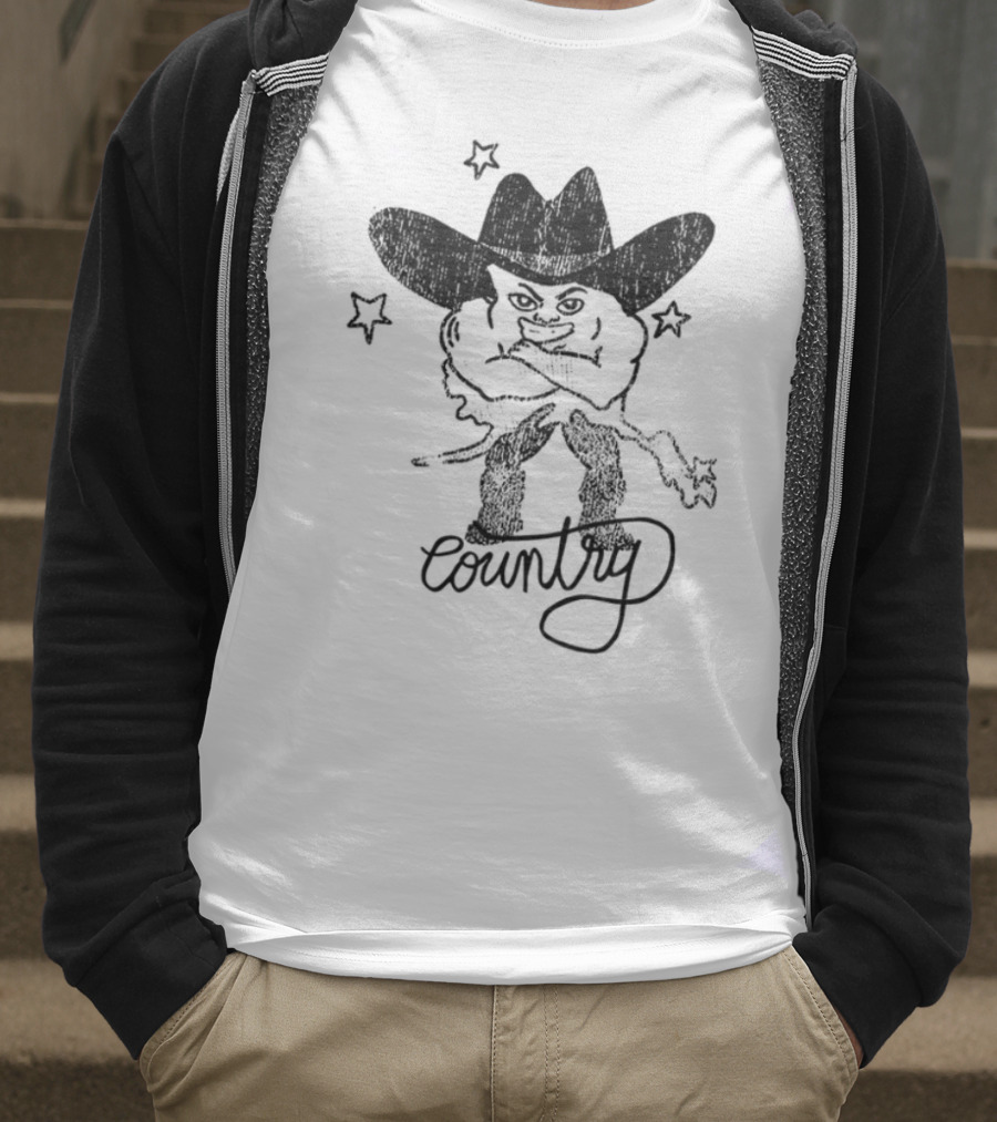 Weird Guy Cowboy With Guitar Retro Style T-Shirt