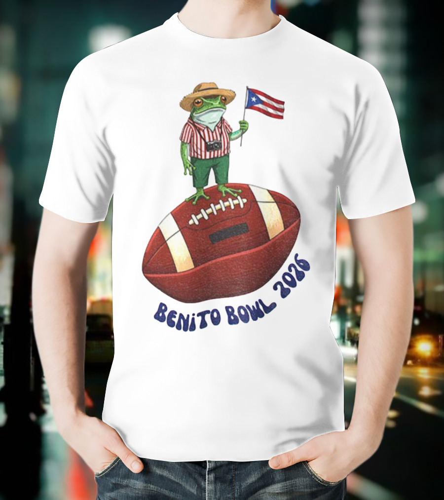 Bad Bunny Puerto Rico Frog Flag Benito Bowl 2026 Football T-Shirt