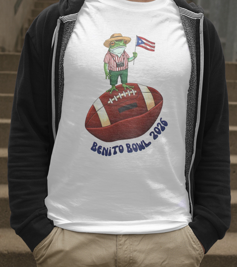 Bad Bunny Puerto Rico Frog Flag Benito Bowl 2026 Football T-Shirt