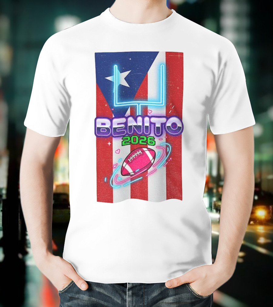 Benito 2026 Bad Bunny Super Bowl Halftime Show Fan Football Puerto Rico Flag T-Shirt