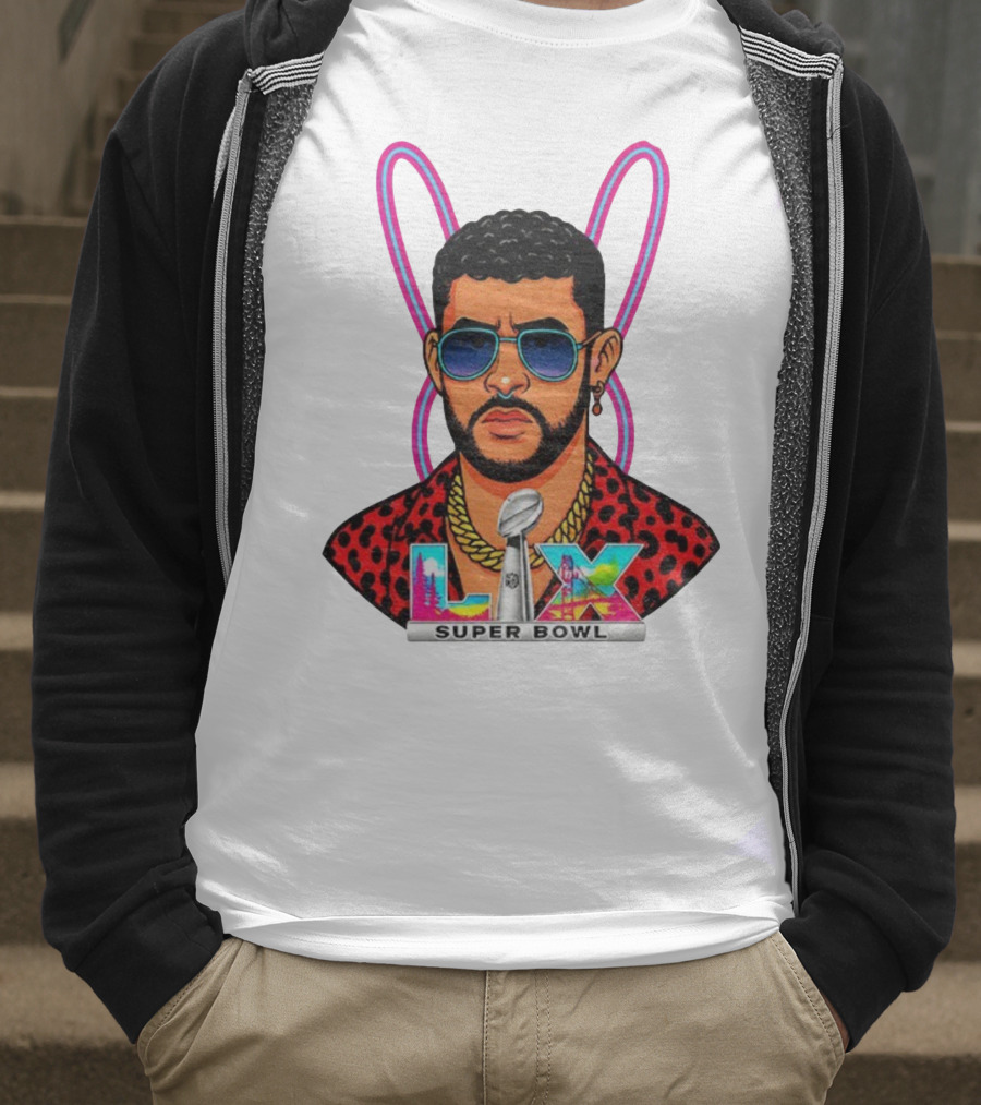 Bad Bunny LIX Super Bowl Puerto Rican Pride NFL Football Boricua T-Shirt