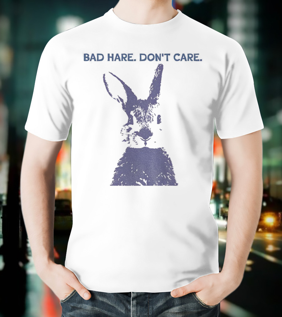Funny Easter Bad Hare Don’t Care Vintage Rabbit Silhouette T-Shirt
